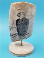 Beautiful scrimshaw of a bald Eagle by Richard Fre