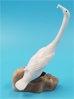 Walrus Ivory carving of a Cormorant by Lane Iyakit