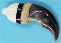 Polar bear claw pendant with ivory endcap 3"