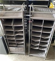 Pair of Vertical 12 Pair Shoe Storage Cabinets