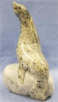 Soapstone carving of a seal by Koonkook 9" tall