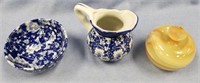 Lot of 3:  small dish, and creamer pitcher and lid