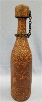 Leather bound glass bottle with lid 14"