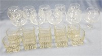 Assorted brandy glasses and toothpick holder    (P