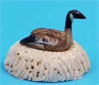Leonard Savage ivory Canadian goose on nest with 2