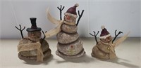 3 Snowman Figurines