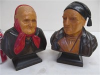 Carved wood Portuguese fisherman & wife