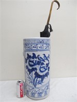 Porcelain Asian umbrella stand w. parasol