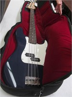 Bass guitar, case, & patch cord, Squire by Fender