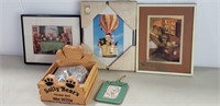 3 Framed Bear Pictures/ Wood "Solly Bear's" Box