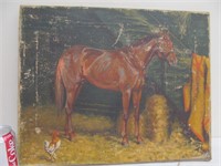 Antique horse painting, shows age, 20x16