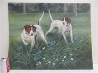 Hunting dog painting on board, 30x24