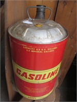 Red metal gas can, taller