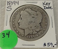 1894-S KEY DATE MORGAN SILVER DOLLAR