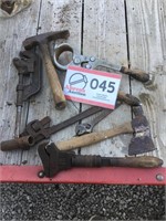 Pipe Cutter, Brick Hammers, Crescent Wrench