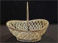 Vintage Silver Woven Wire Basket
