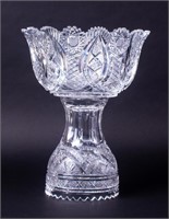 Antique American Cut Glass Pedestal Punch Bowl