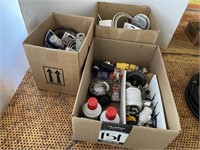 3 Boxes Misc Electrical, 2 Unused Cans JD Ether