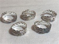 Lot of 5 925 Silver Adjustable Toe Rings