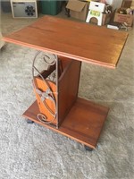 Wood Rolling Magazine Rack / End Table