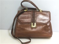 Dillard's Brown Leather Vintage Top Handle Bag w/