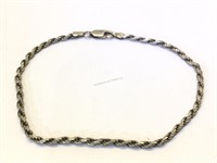 Sterling Silver Rope Chain Bracelet - 8 in