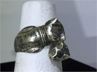 Sterling Silver Cat Ring - size 5