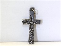 Sterling Silver Nugget-Style Cross Pendant