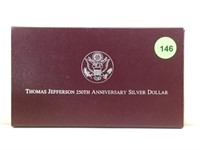 1993 Proof Silver Dollar - Jefferson 250th Anniv.
