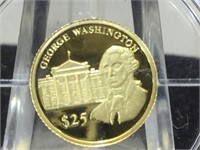 .999 Fine Gold Liberia Coin in holder with info -
