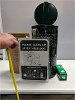 Poopy Pouch Dispenser and Receptacle with Sign