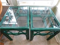 2 Rattan glass top tables