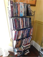 DVD's, over 100, w/wrought iron stand