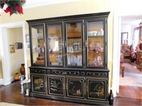 large oriental style lighted china cabinet