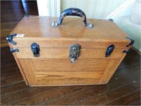 oak machinist tool box signed George Scherr