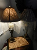 2 table lamps,  antique brass style