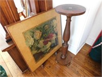 oak pedestal stand & early card table