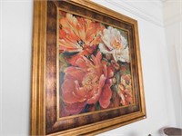 large framed floral print, 49h x 49w