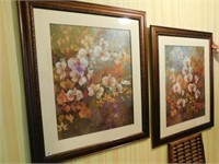 2 large floral print 33 x 39, signed NAN