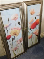 2 framed floral prints  (17-1/2 x 41-1/2)