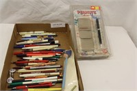 FLAT BOX OF ADVERTISING & COLLECTOR PENS