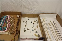 3 FLAT BOXES OF ASSORTED COSTUME JEWELRY