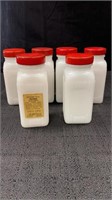 6 vintage milk glass spice jars