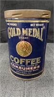 Gold Metal coffee tin