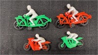 4 toy plastic motorcycle riders