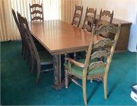 Dining Table, 8 Chairs and Buffet