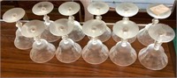 (11) 1930's Etched Glass Stemware