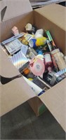Box Lot of Assorted Soap, Lotion, and Makeup
