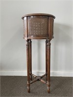 Oak and Wicker Stretcher Base Plant Stand