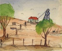 Kym Hart (1963 - )  Farm & windmill